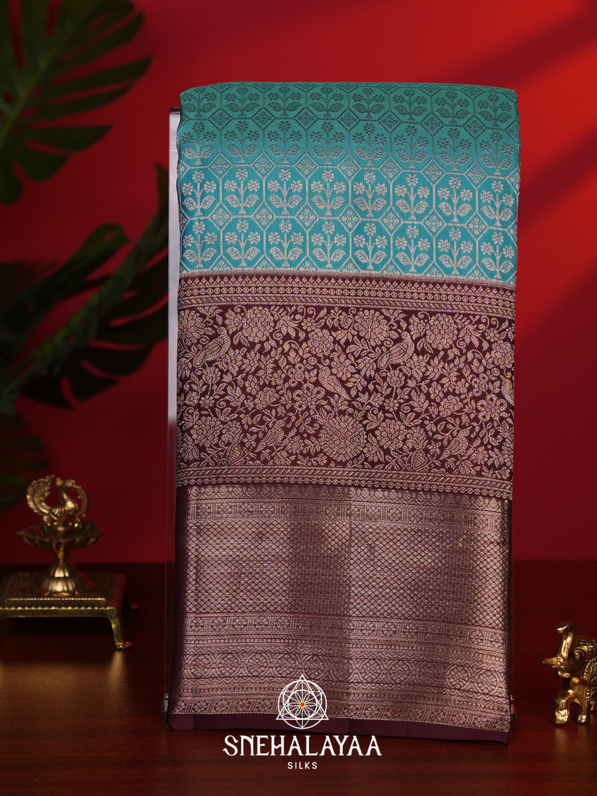 Teal Green Kanjivaram Silk Saree