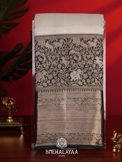 Beige Kanjivaram Silk Saree