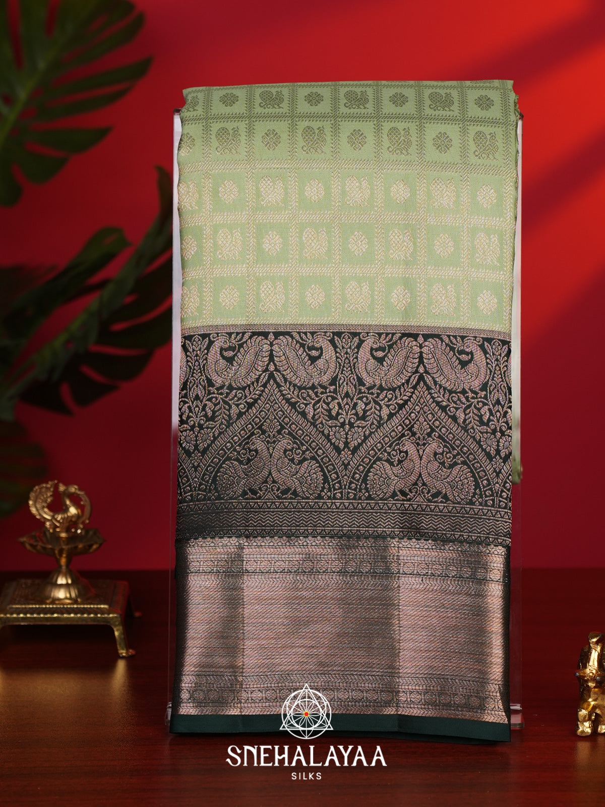 Pista Green Kanjivaram Silk Saree