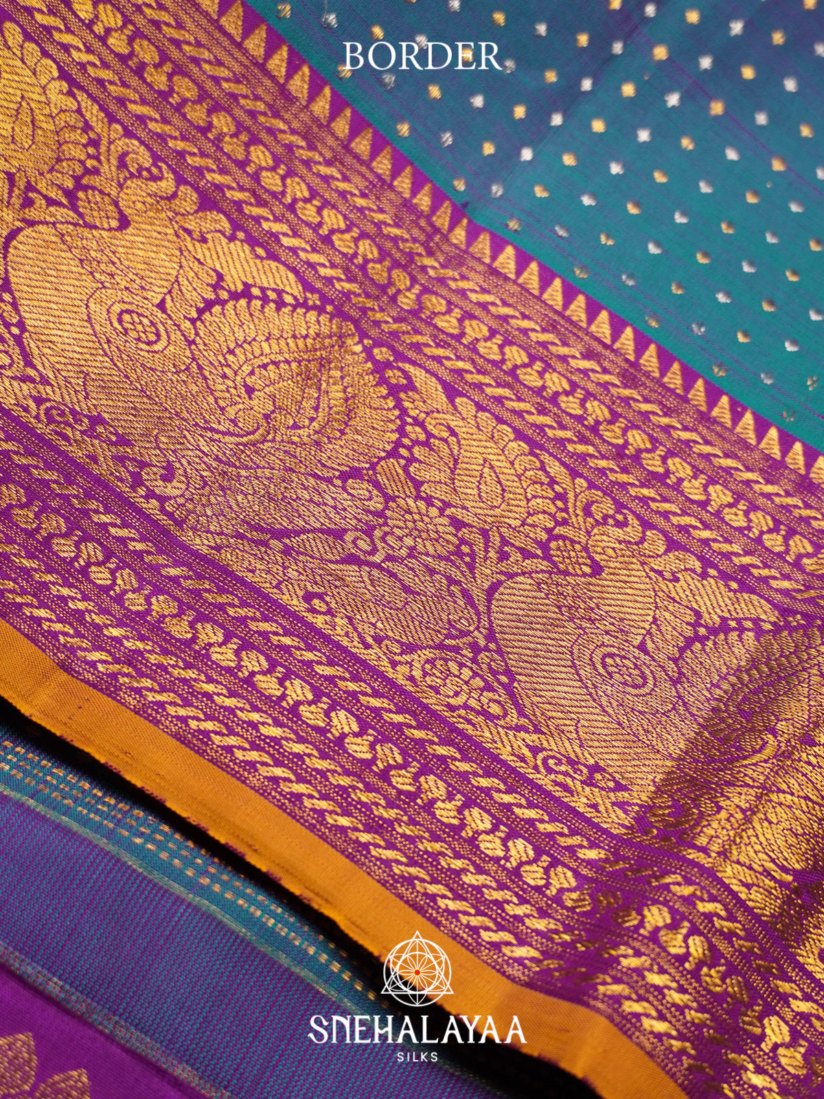 Teal Blue Kanjivaram Silk Saree