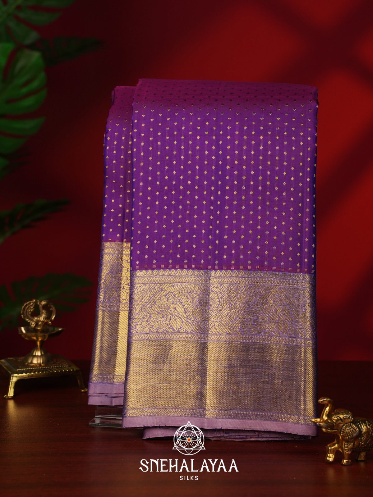Meganta Purple Kanjivaram Silk Saree
