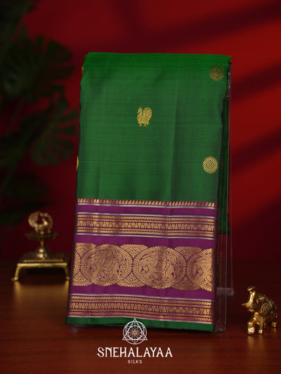 Forest Green Kanjivaram Silk Saree