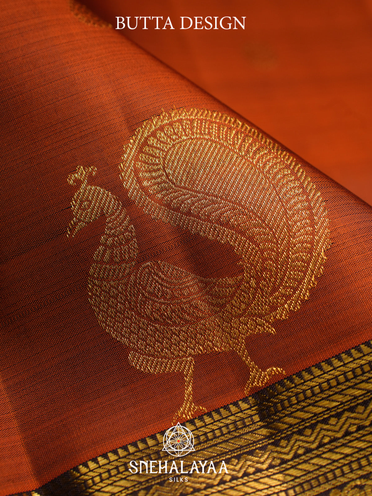 Burnt Orange Kanjivaram Silk Saree