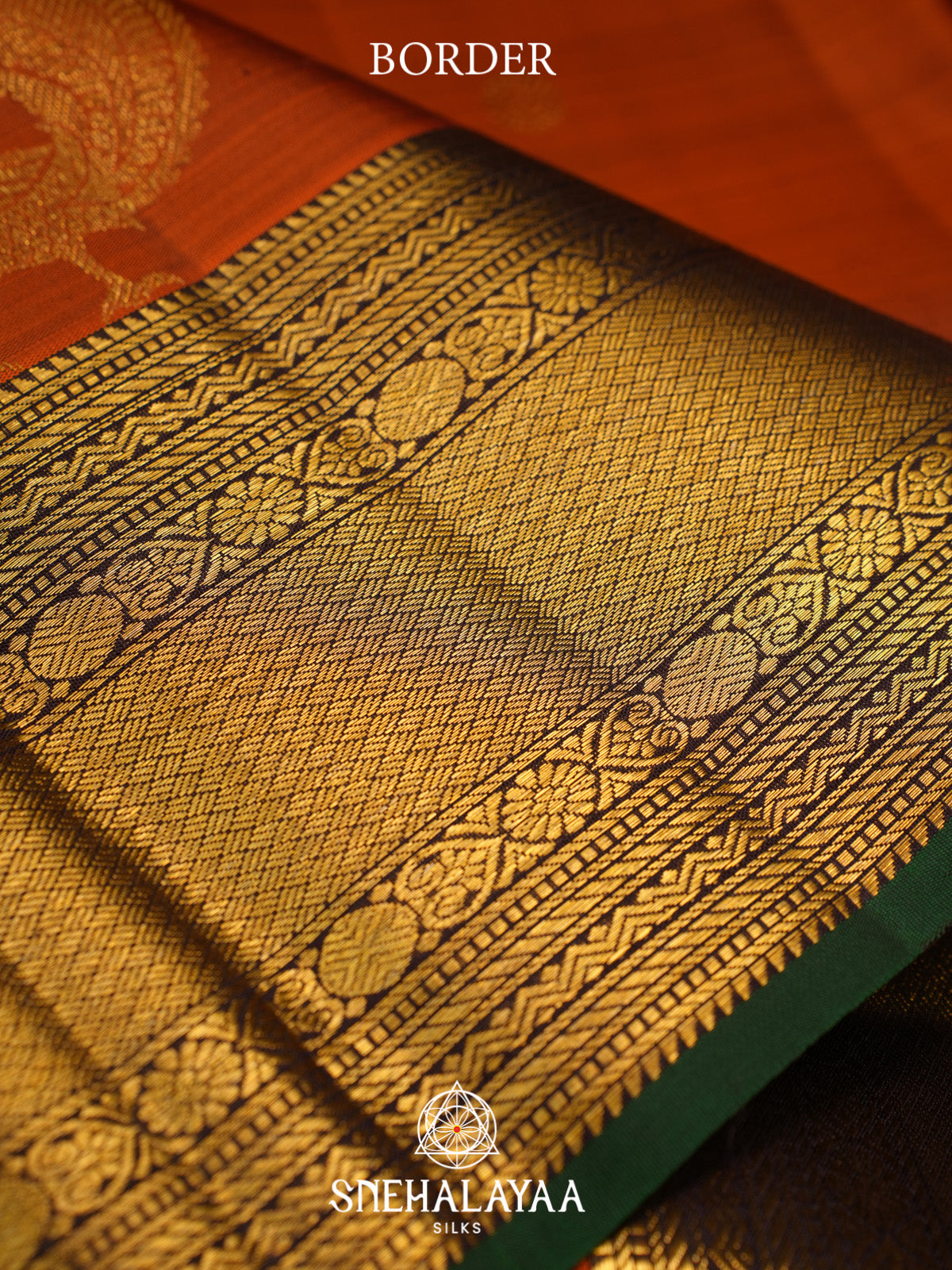 Burnt Orange Kanjivaram Silk Saree