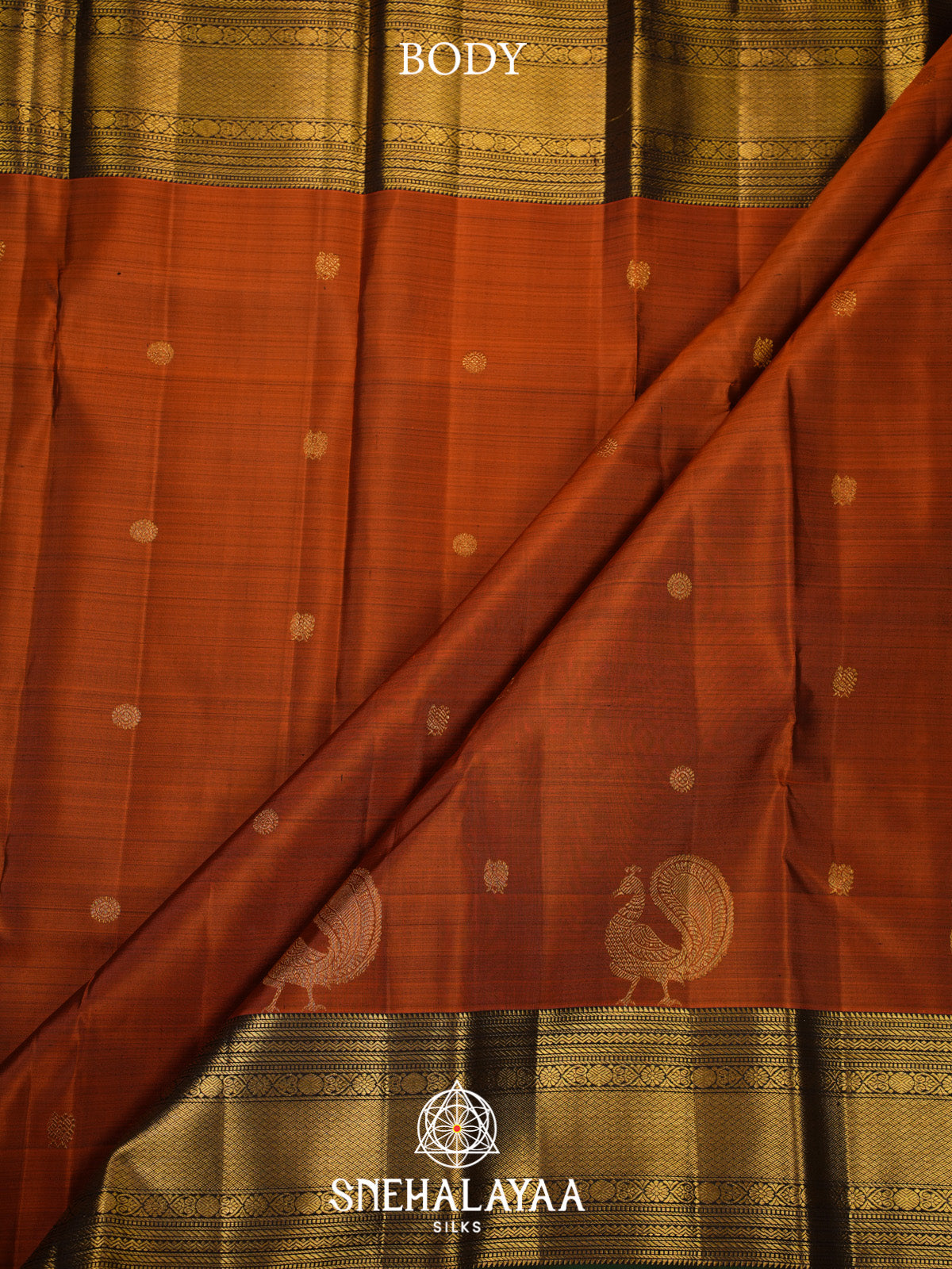 Burnt Orange Kanjivaram Silk Saree