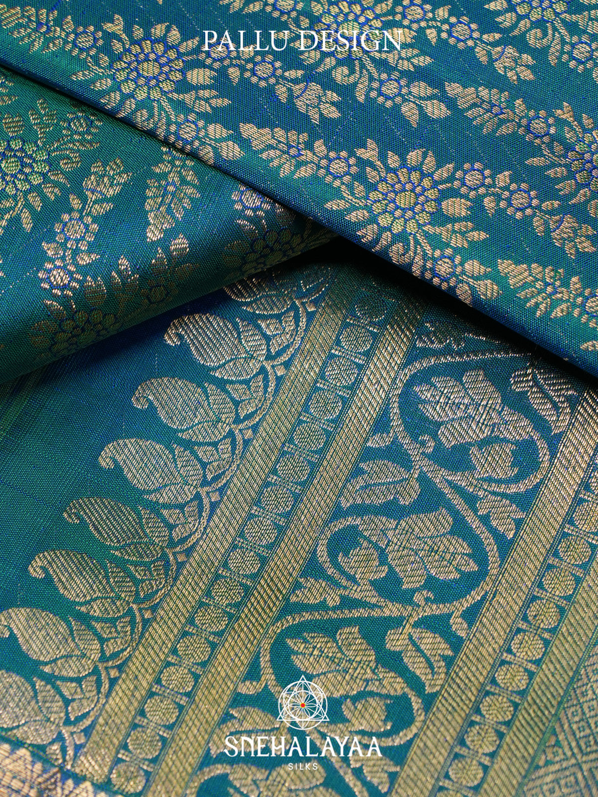 Teal Blue Kanjivaram Silk Saree