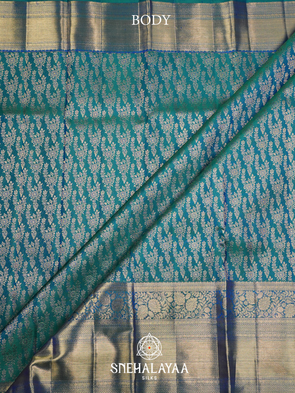 Teal Blue Kanjivaram Silk Saree