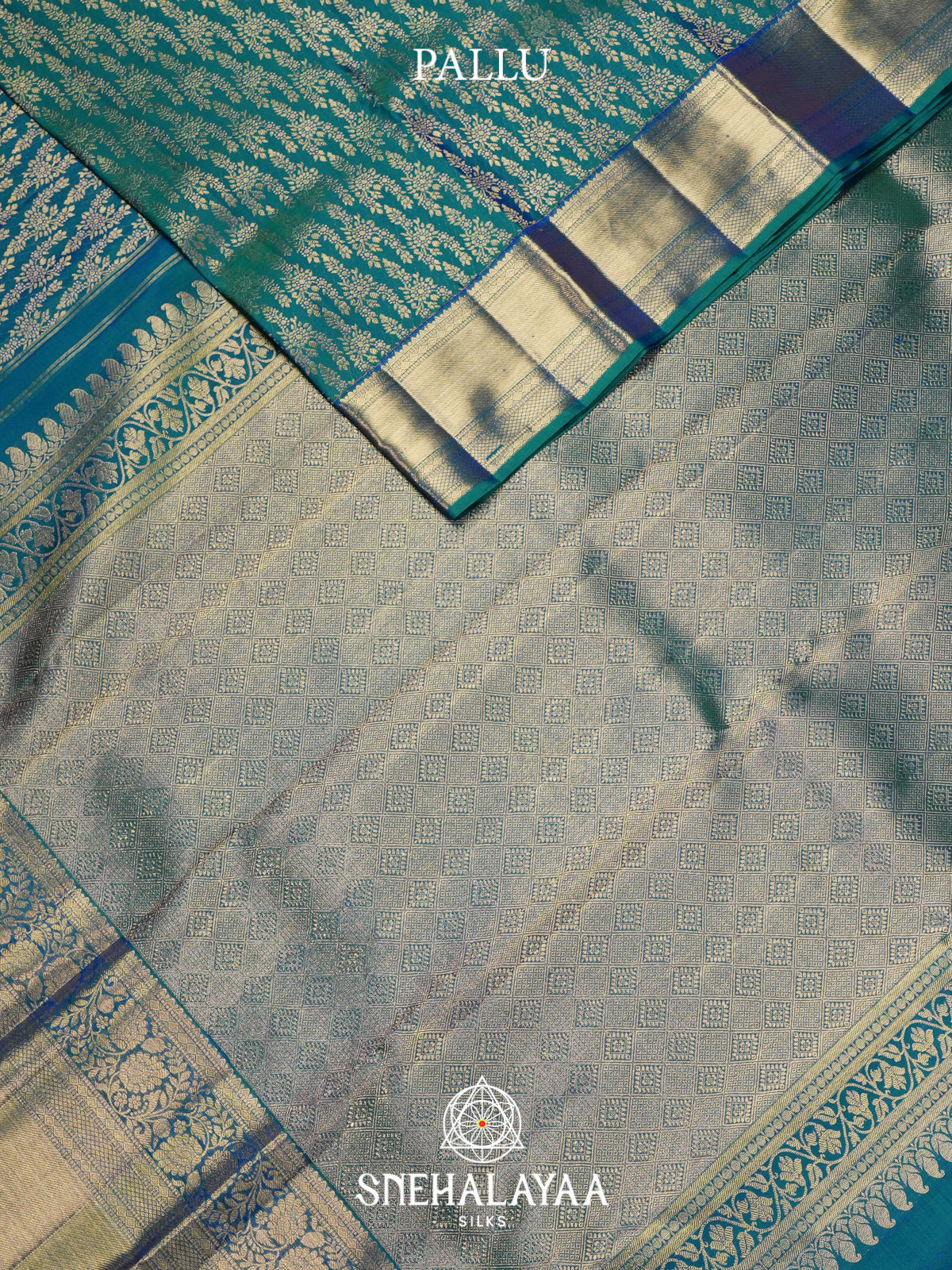 Teal Blue Kanjivaram Silk Saree