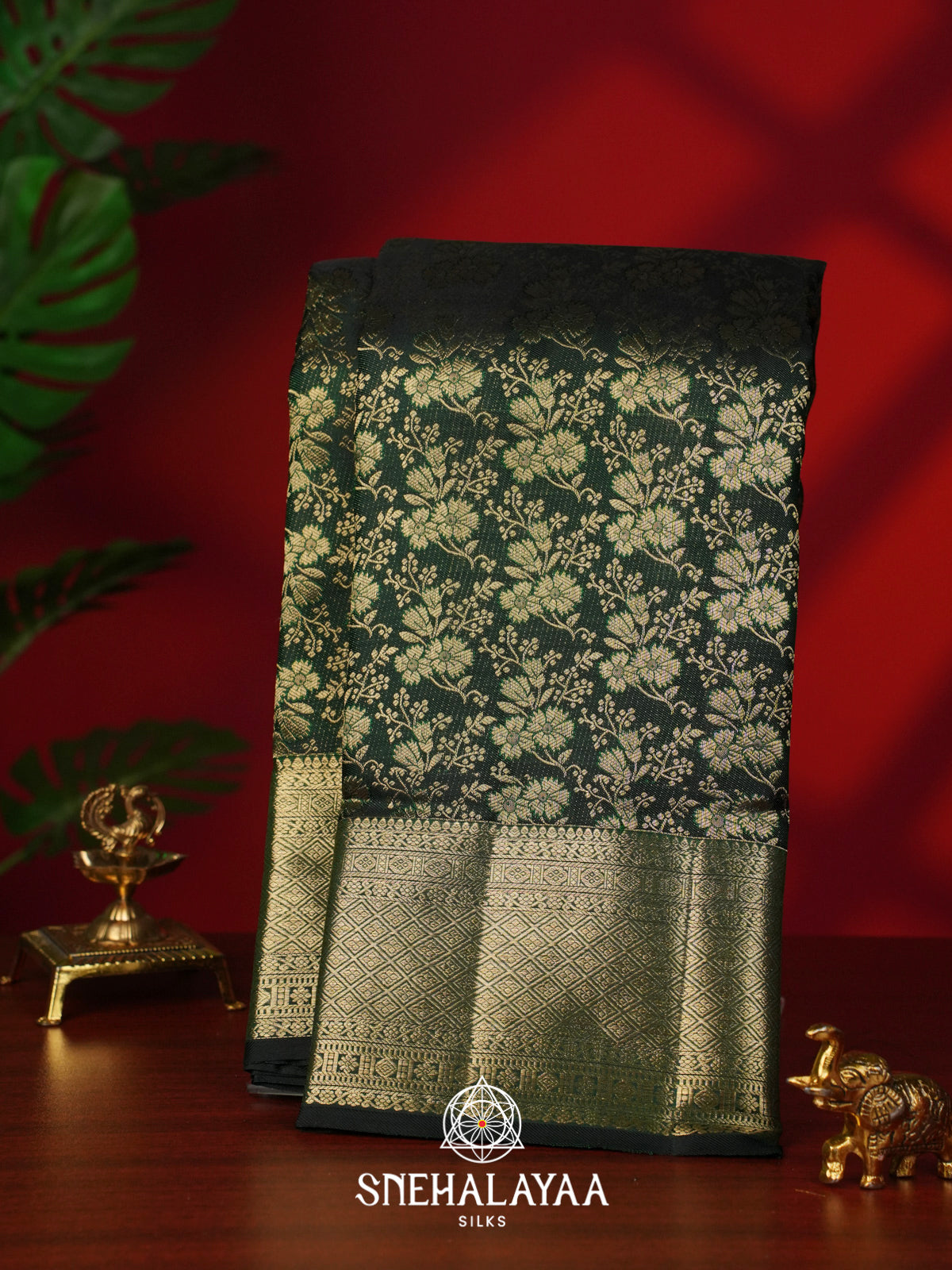 Forest Green Kanjivaram Silk Saree