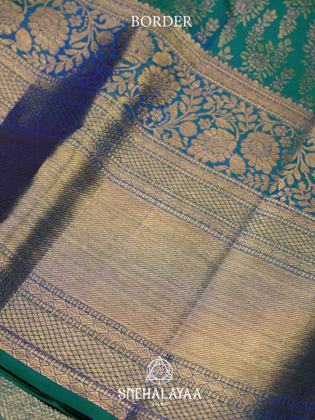 Teal Blue Kanjivaram Silk Saree