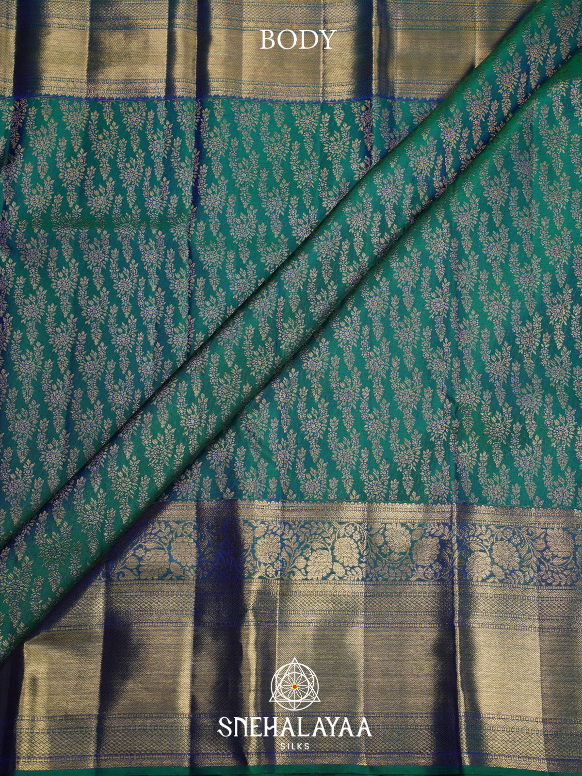 Teal Blue Kanjivaram Silk Saree