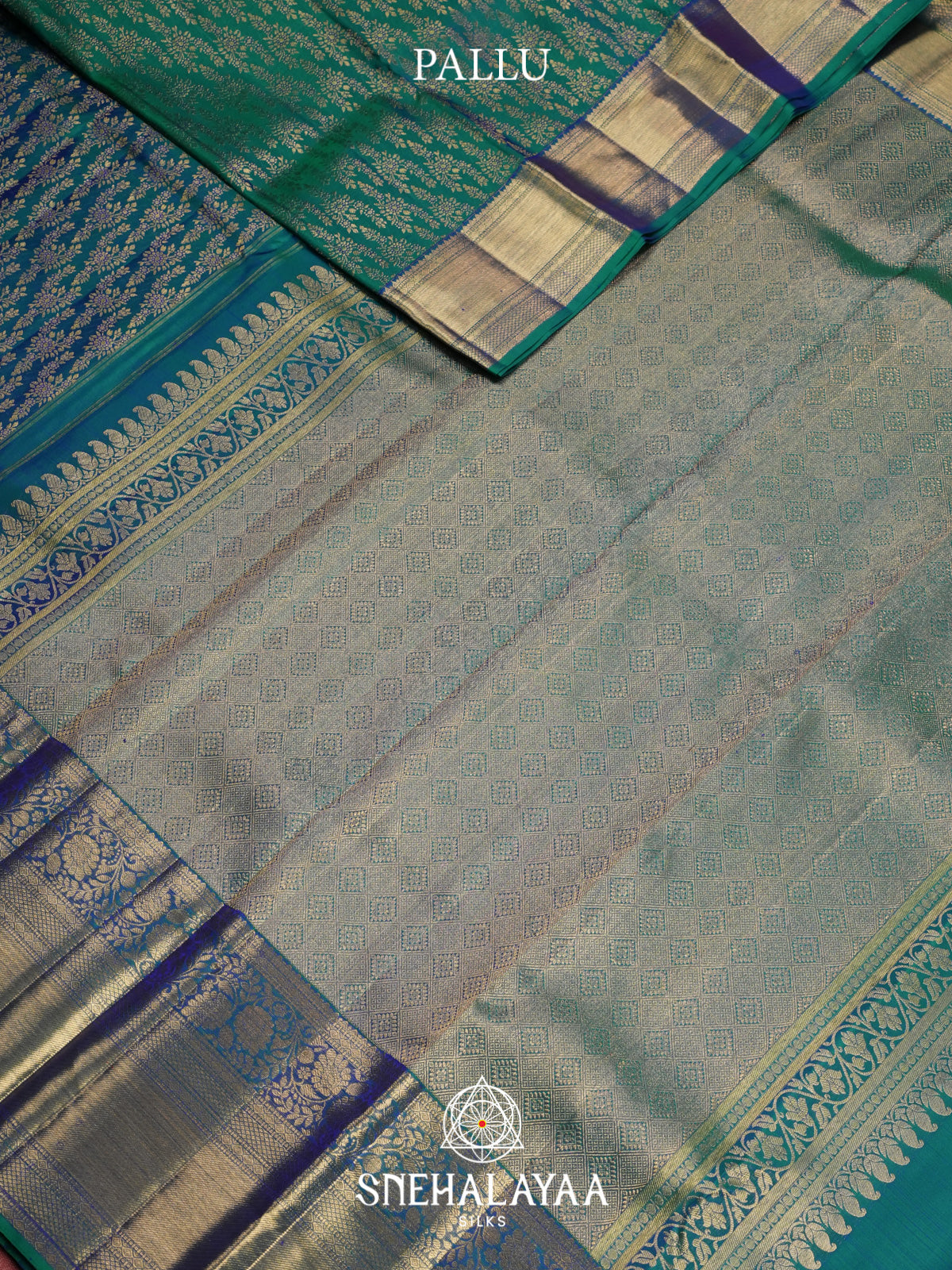 Teal Blue Kanjivaram Silk Saree