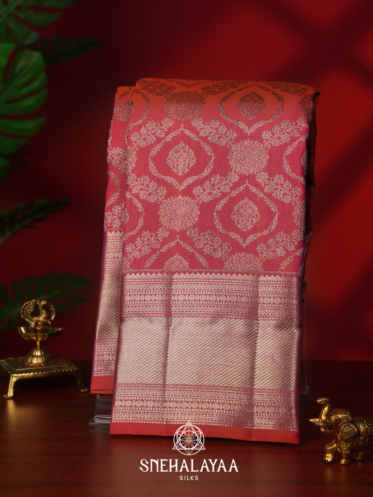 Coral Kanjivaram Silk Saree
