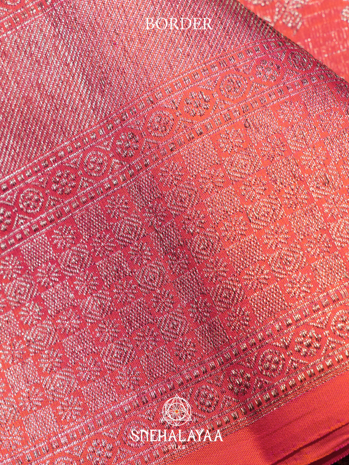 Coral Pink Kanjivaram Silk Saree