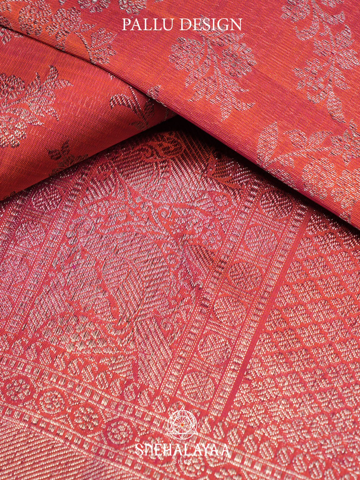 Coral Pink Kanjivaram Silk Saree