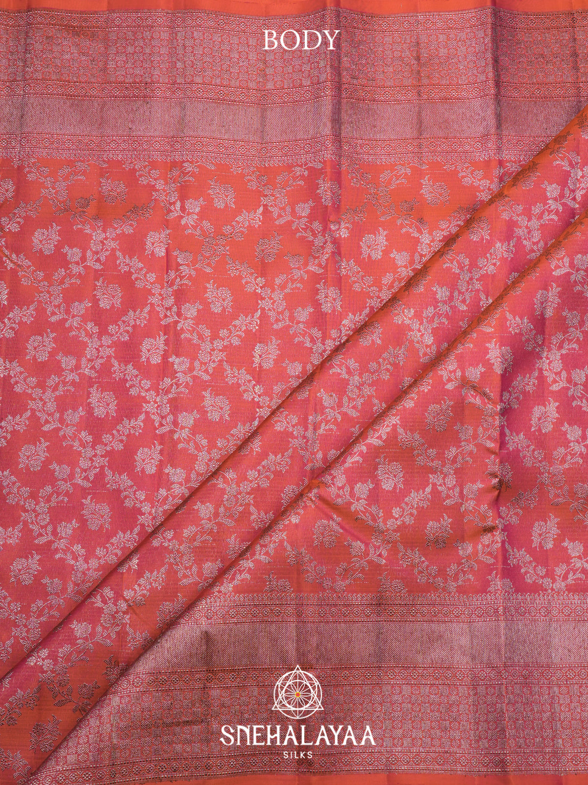 Coral Pink Kanjivaram Silk Saree