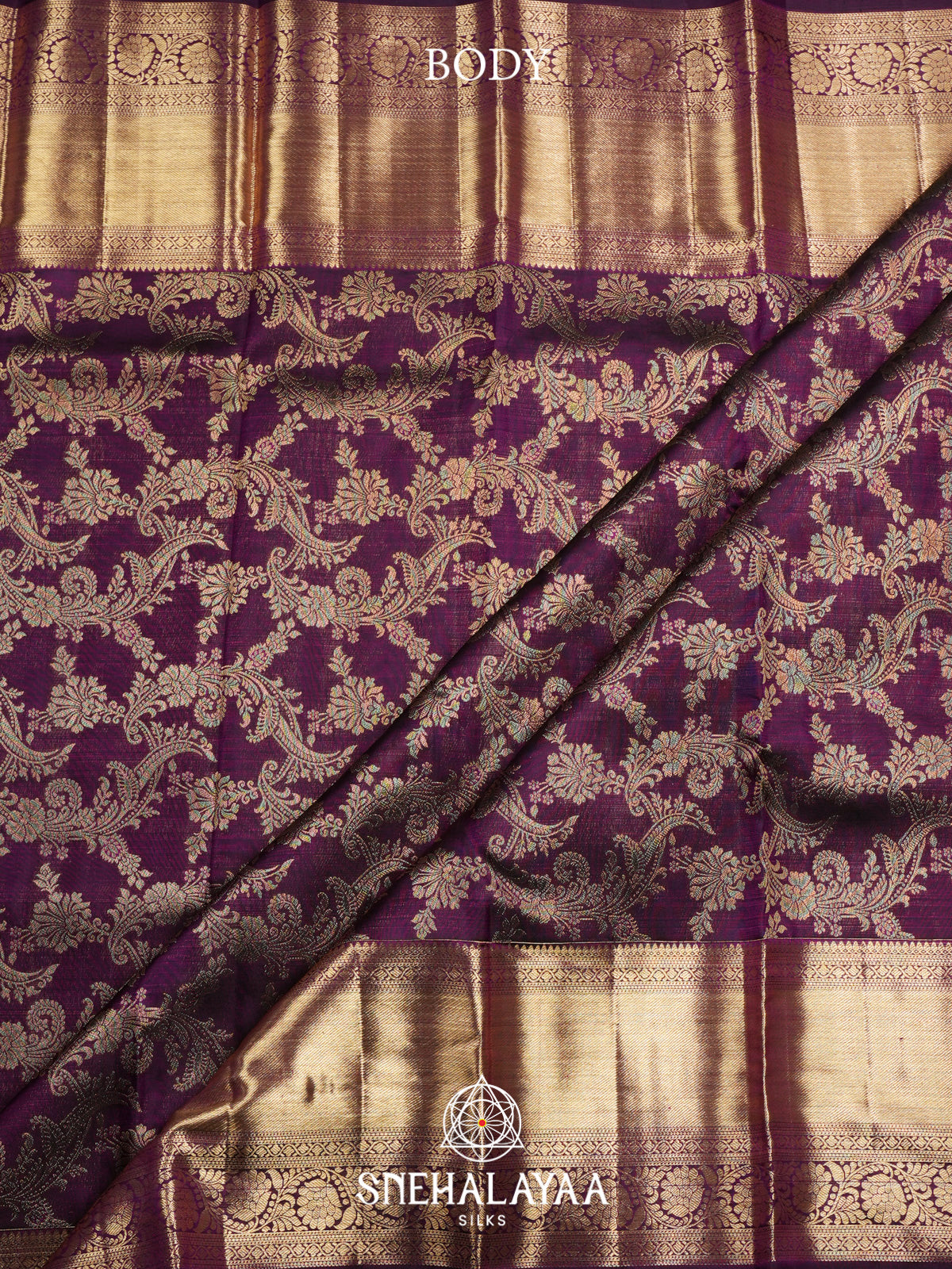Aubergine Purple Kanjivaram Silk Saree