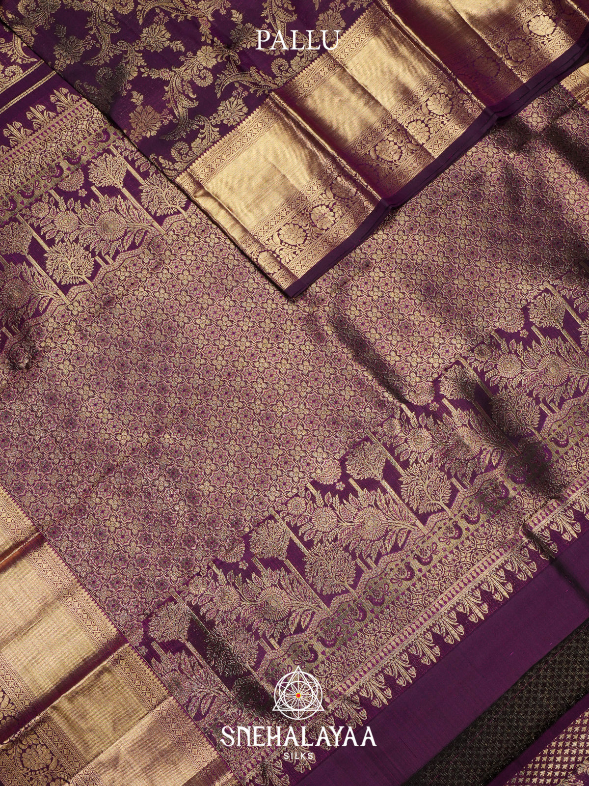 Aubergine Purple Kanjivaram Silk Saree