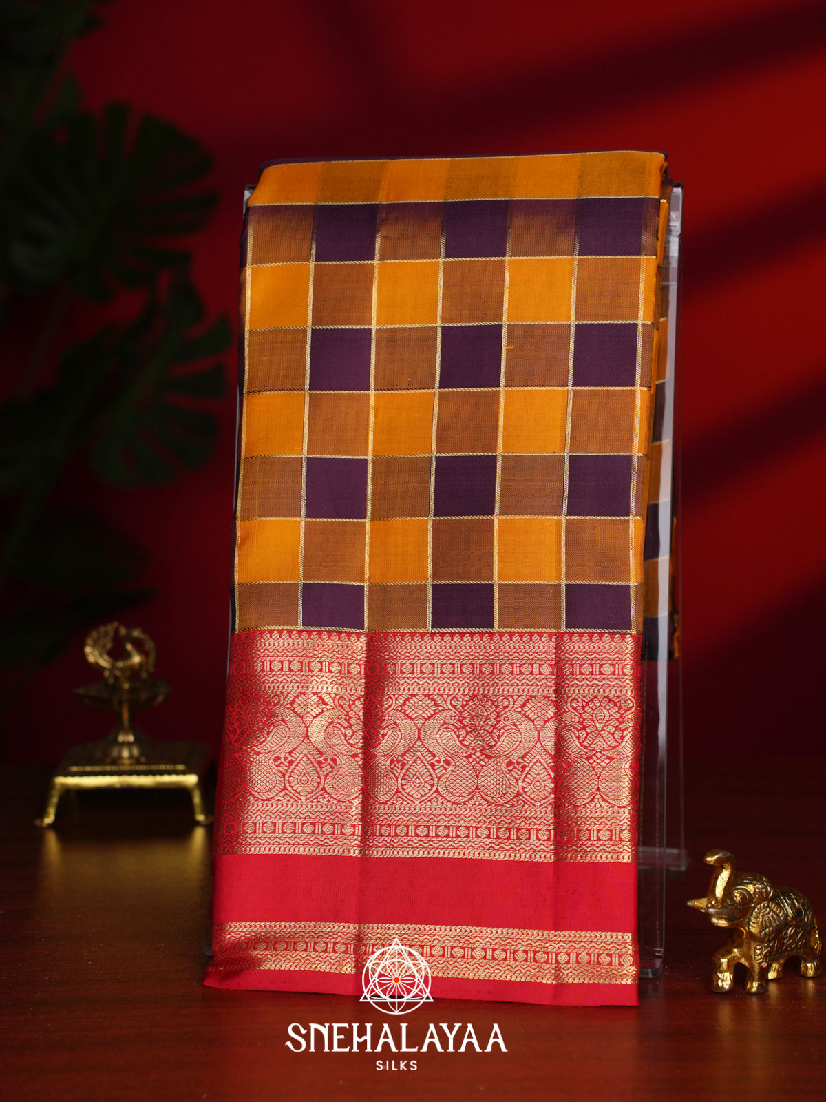 Multicolour Checks Kanjivaram Silk Saree