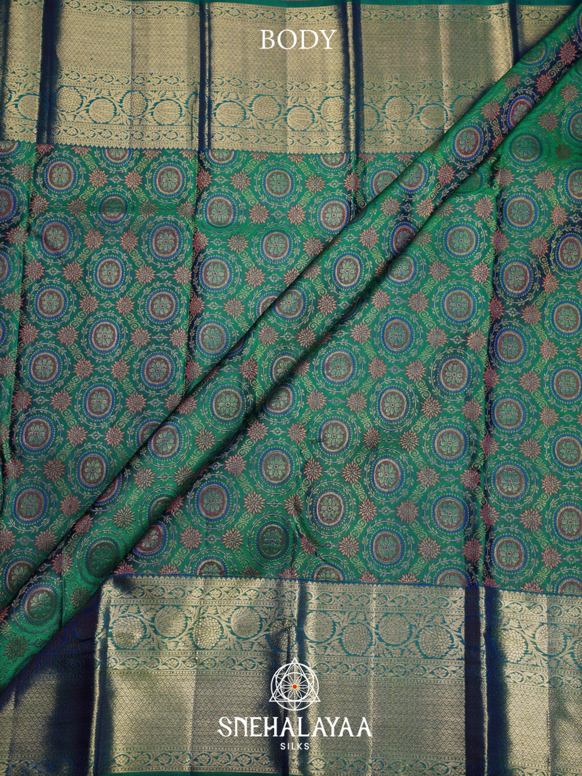 Teal Green Kanjivaram Silk Saree