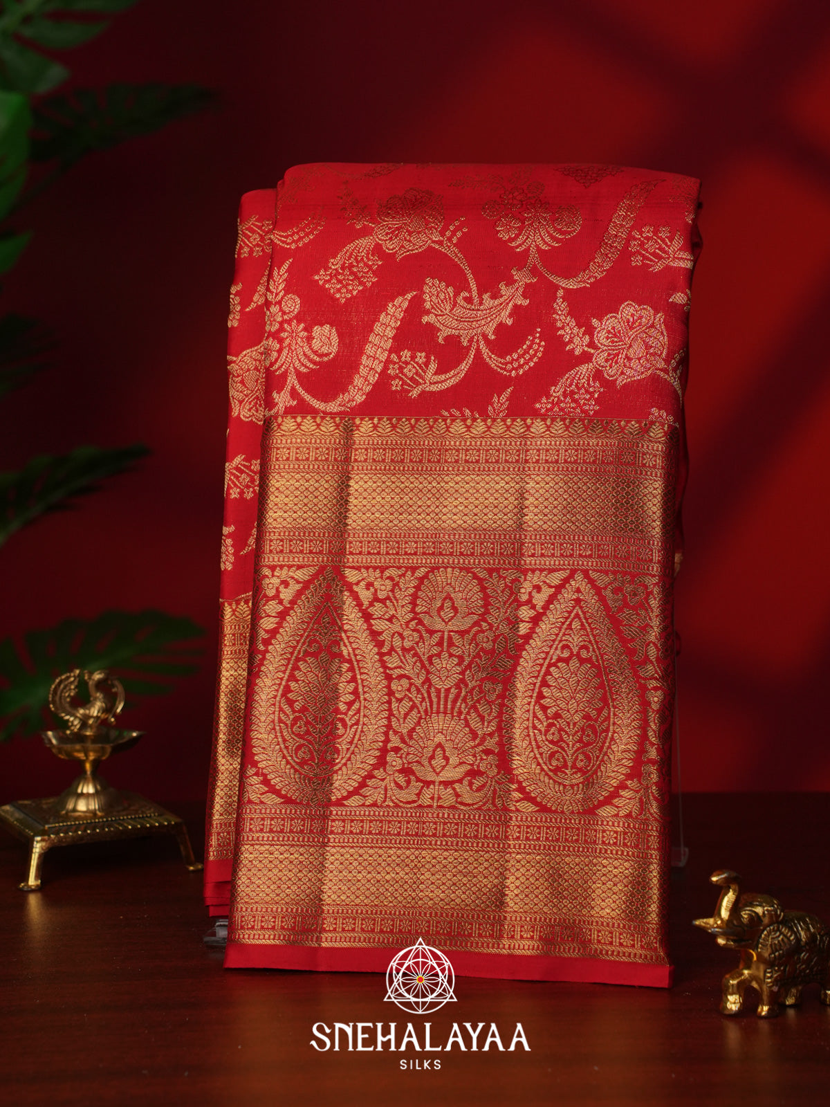 Rust Orange Kanjivaram Silk Saree