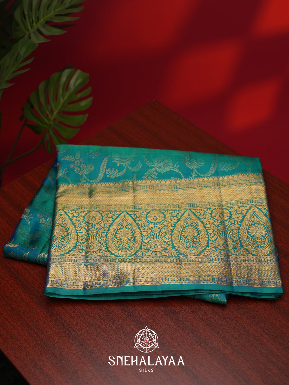 Teal Blue Kanjivaram Silk Saree