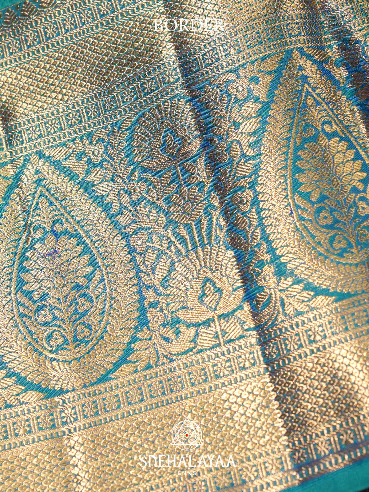 Teal Blue Kanjivaram Silk Saree