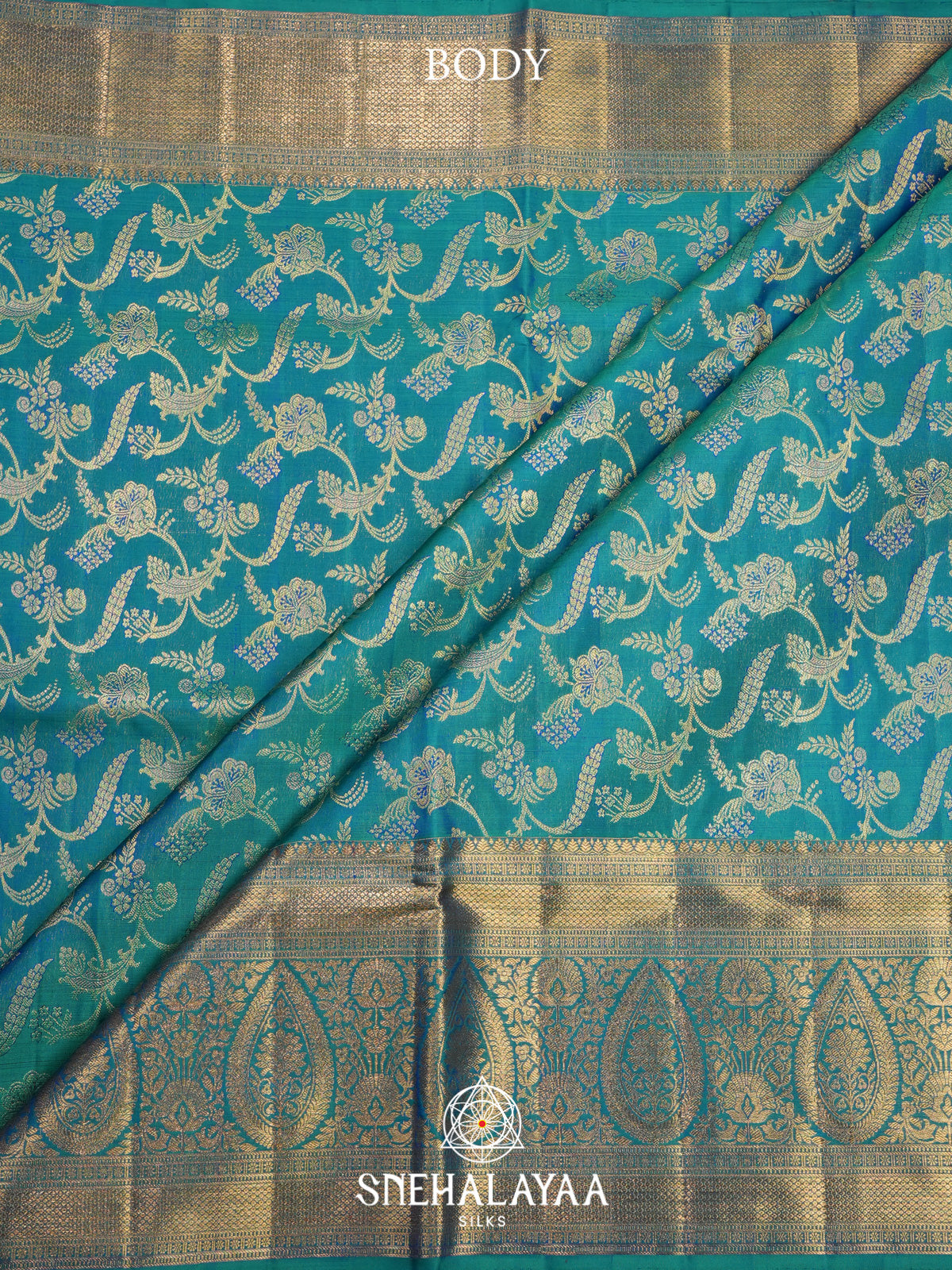 Teal Blue Kanjivaram Silk Saree