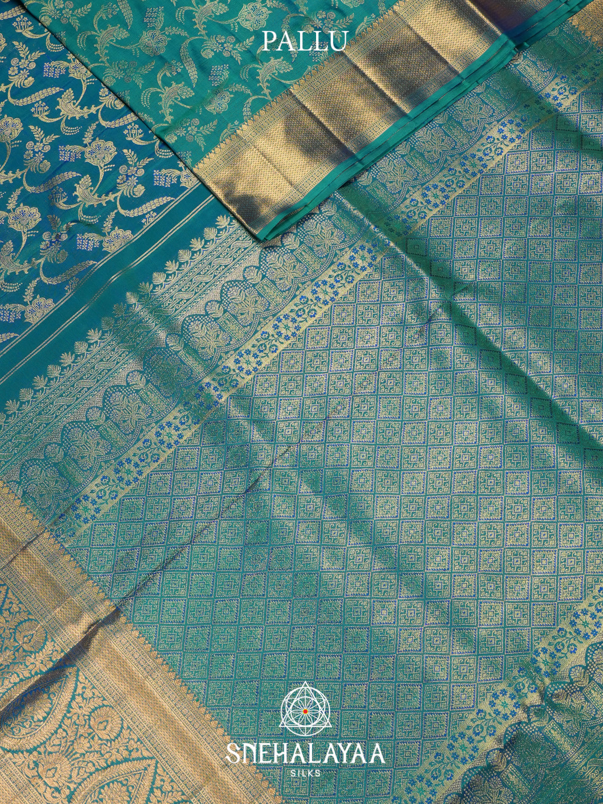 Teal Blue Kanjivaram Silk Saree