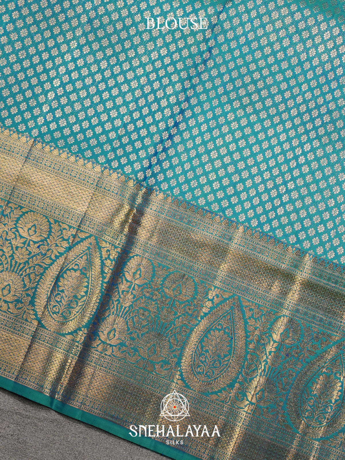Teal Blue Kanjivaram Silk Saree