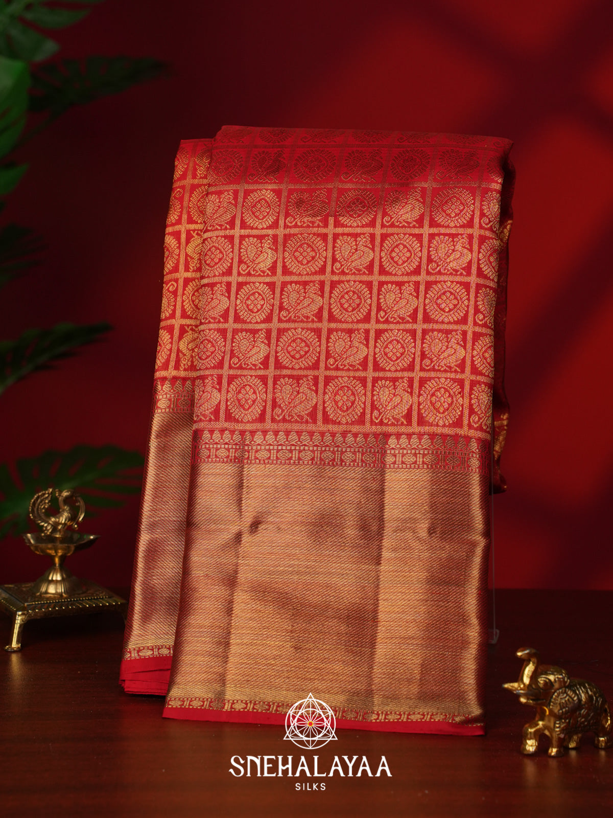 Rust Orange Kanjivaram Silk Saree