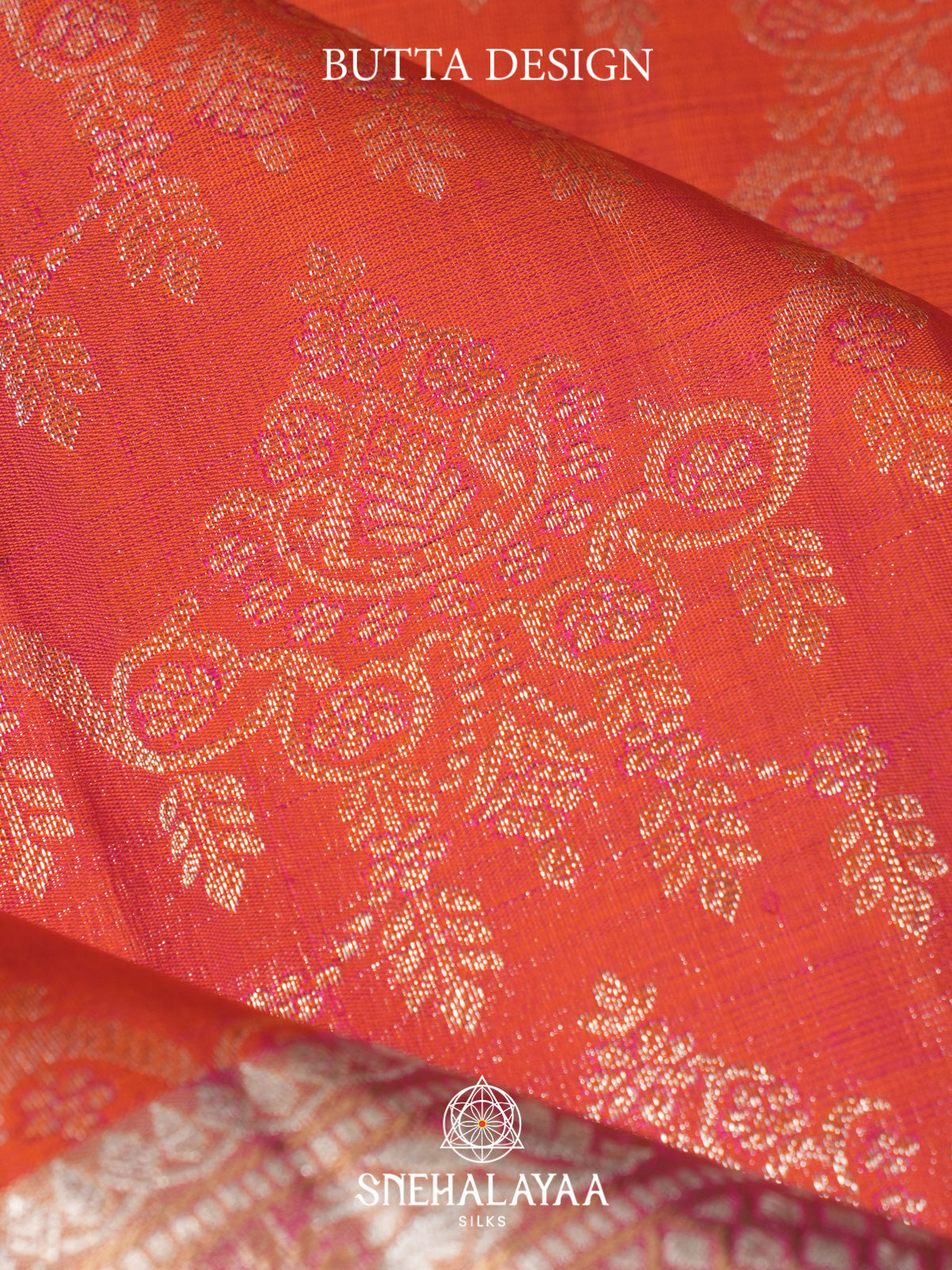 Coral Orange Kanjivaram Silk Saree