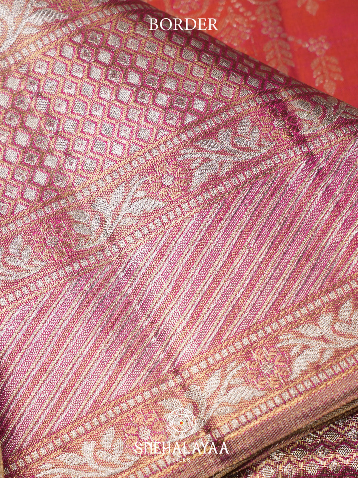 Coral Orange Kanjivaram Silk Saree