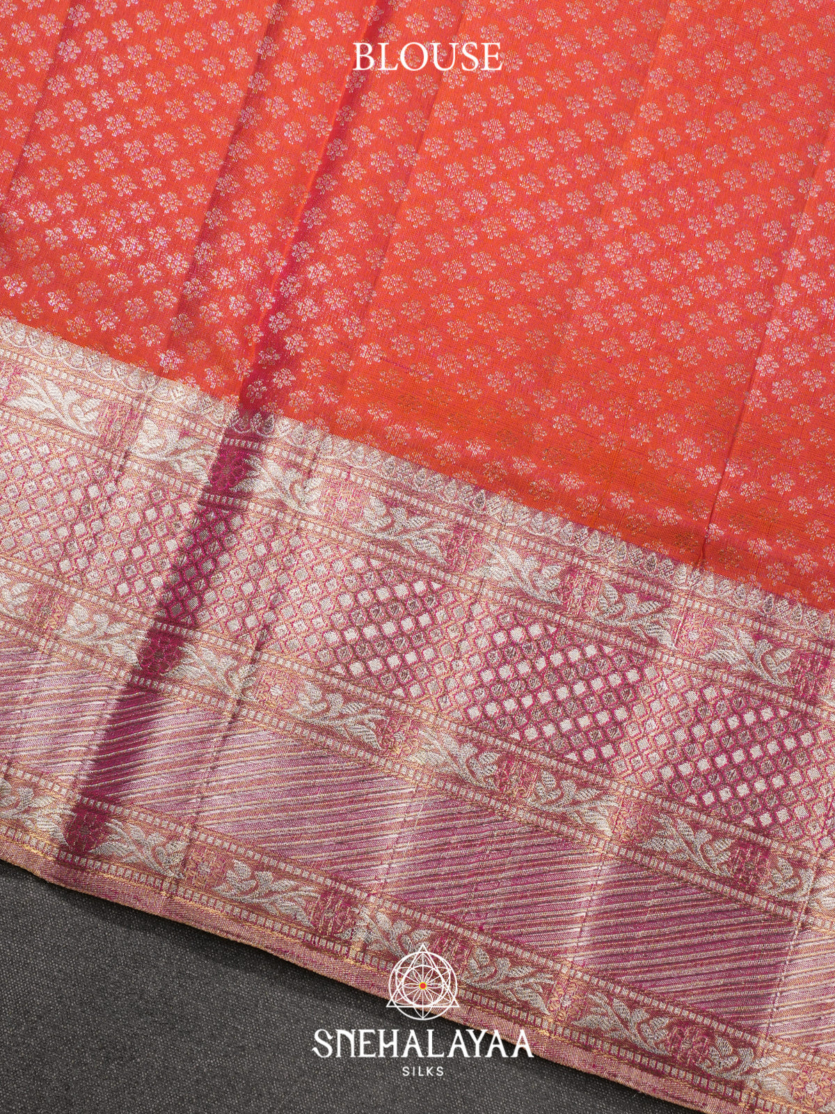 Coral Orange Kanjivaram Silk Saree