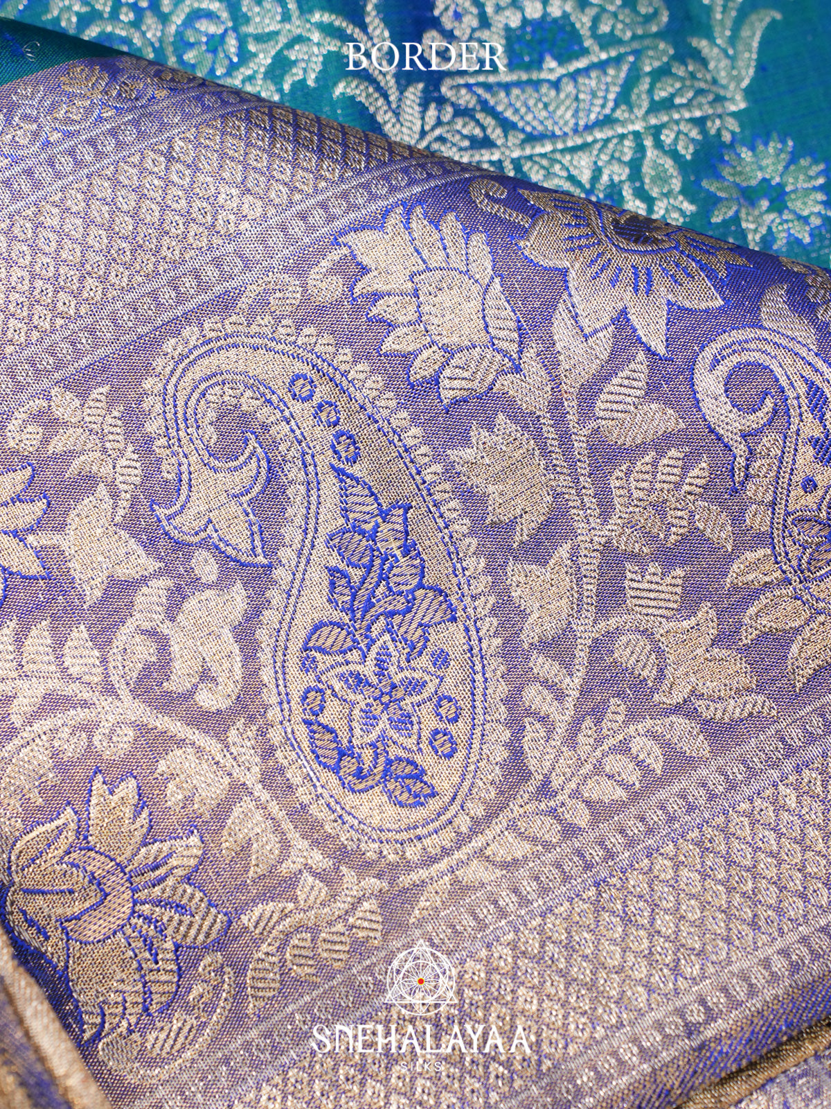 Teal Blue Kanjivaram Silk Saree
