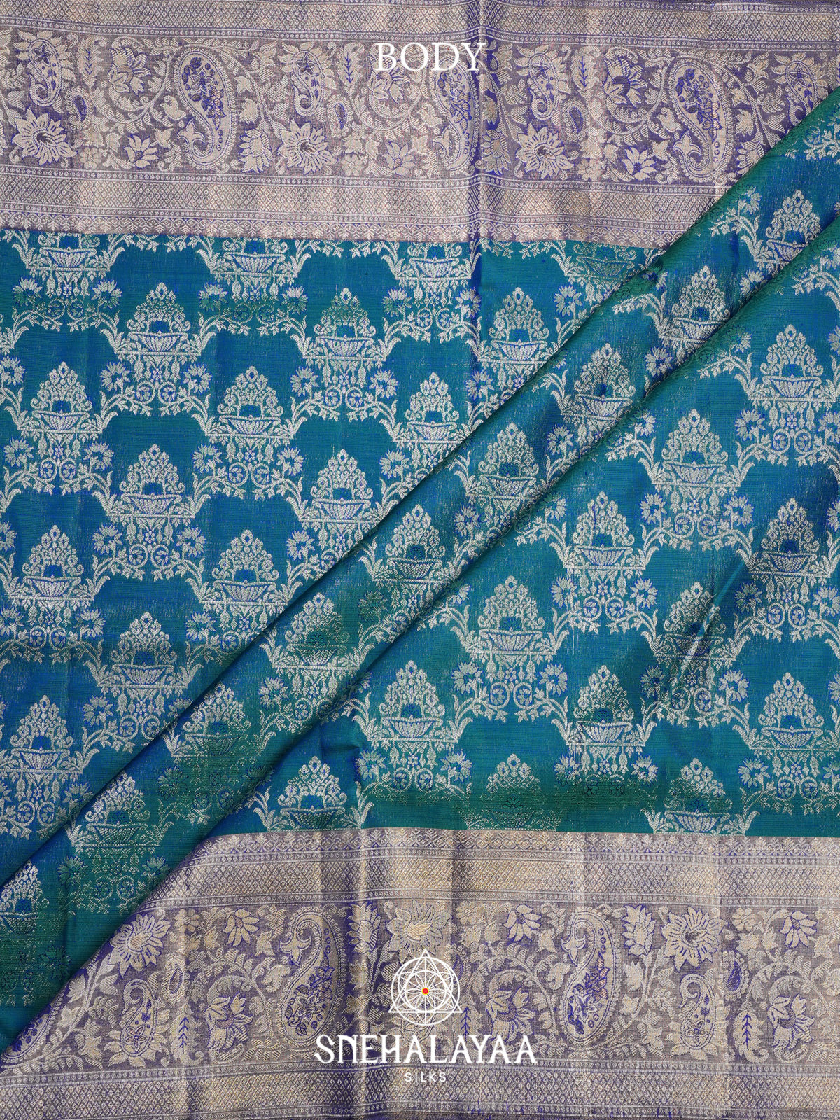 Teal Blue Kanjivaram Silk Saree
