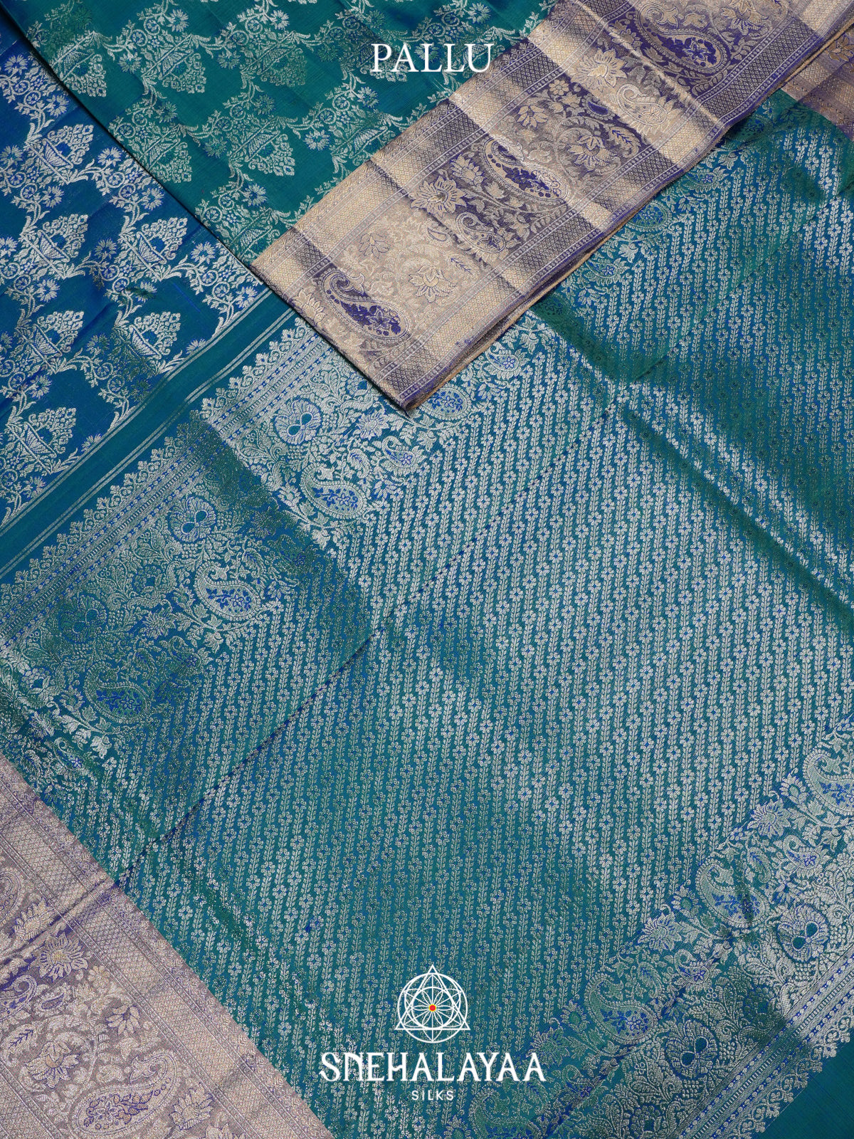 Teal Blue Kanjivaram Silk Saree