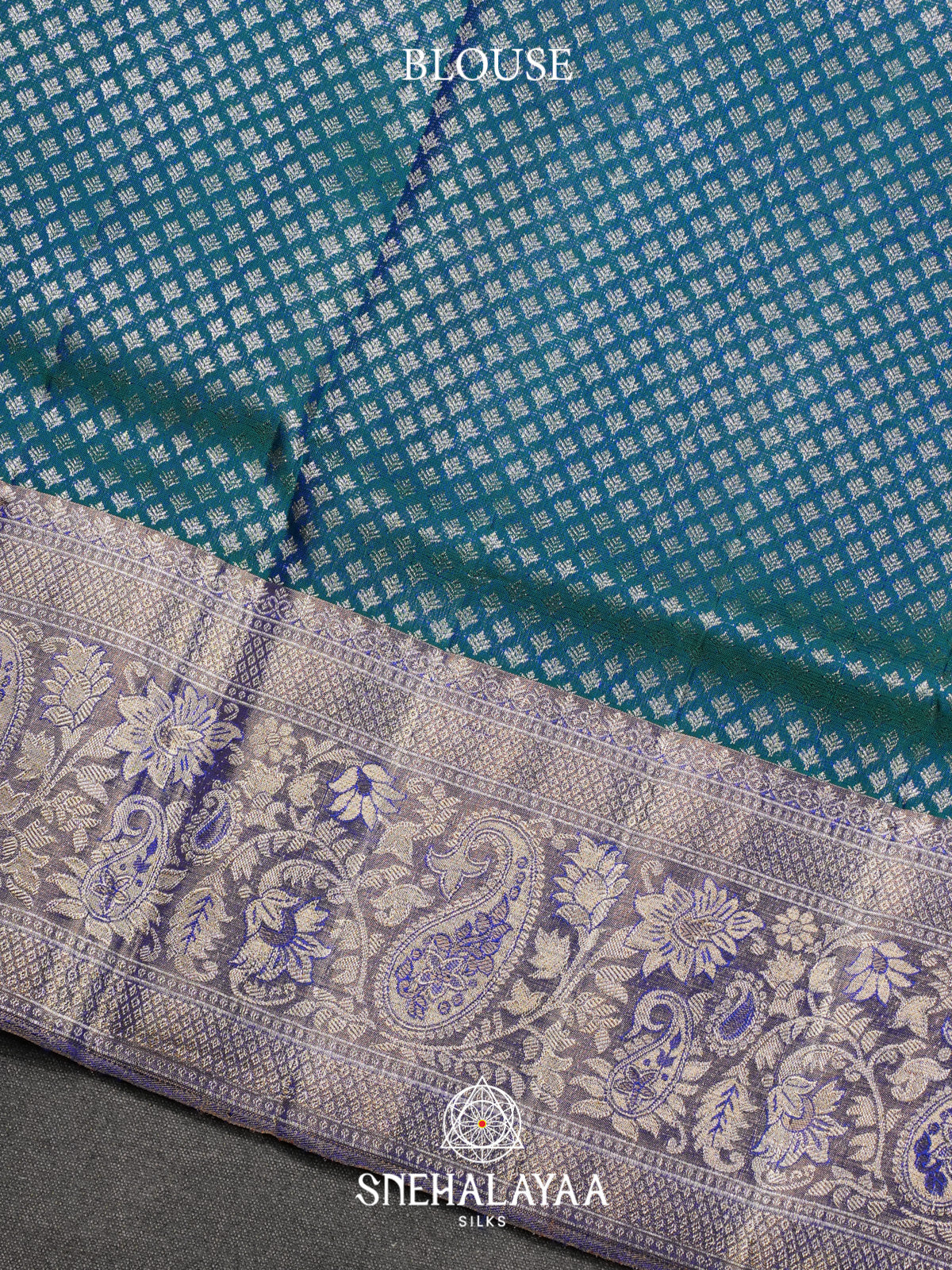 Teal Blue Kanjivaram Silk Saree