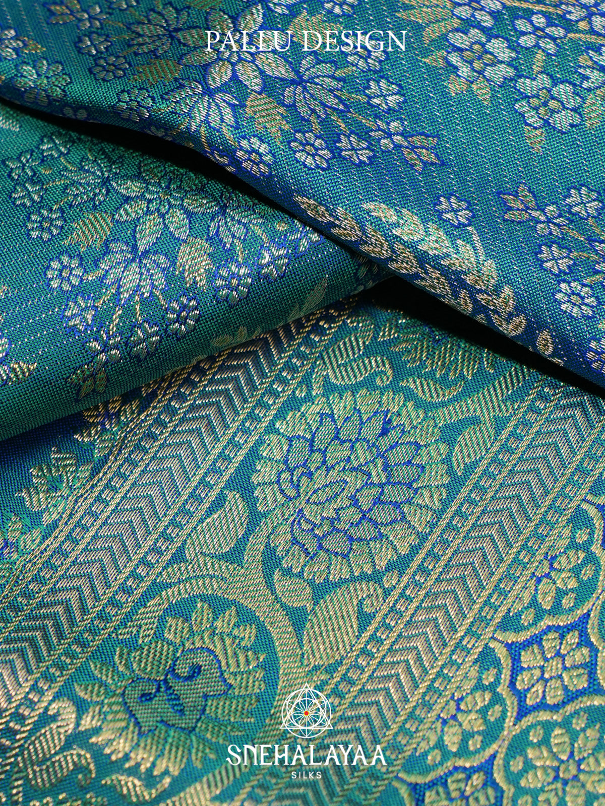 Teal Blue Kanjivaram Silk Saree