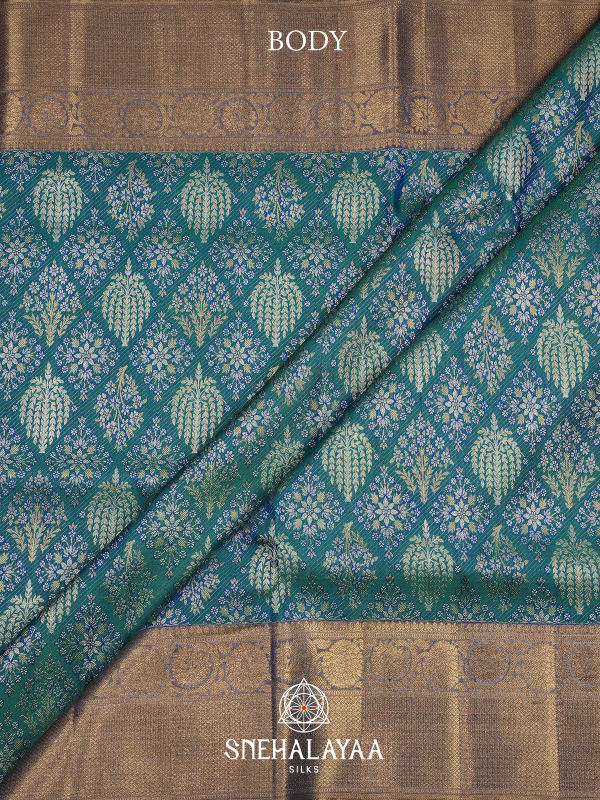 Teal Blue Kanjivaram Silk Saree