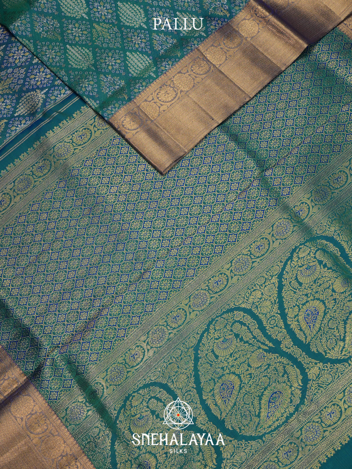 Teal Blue Kanjivaram Silk Saree