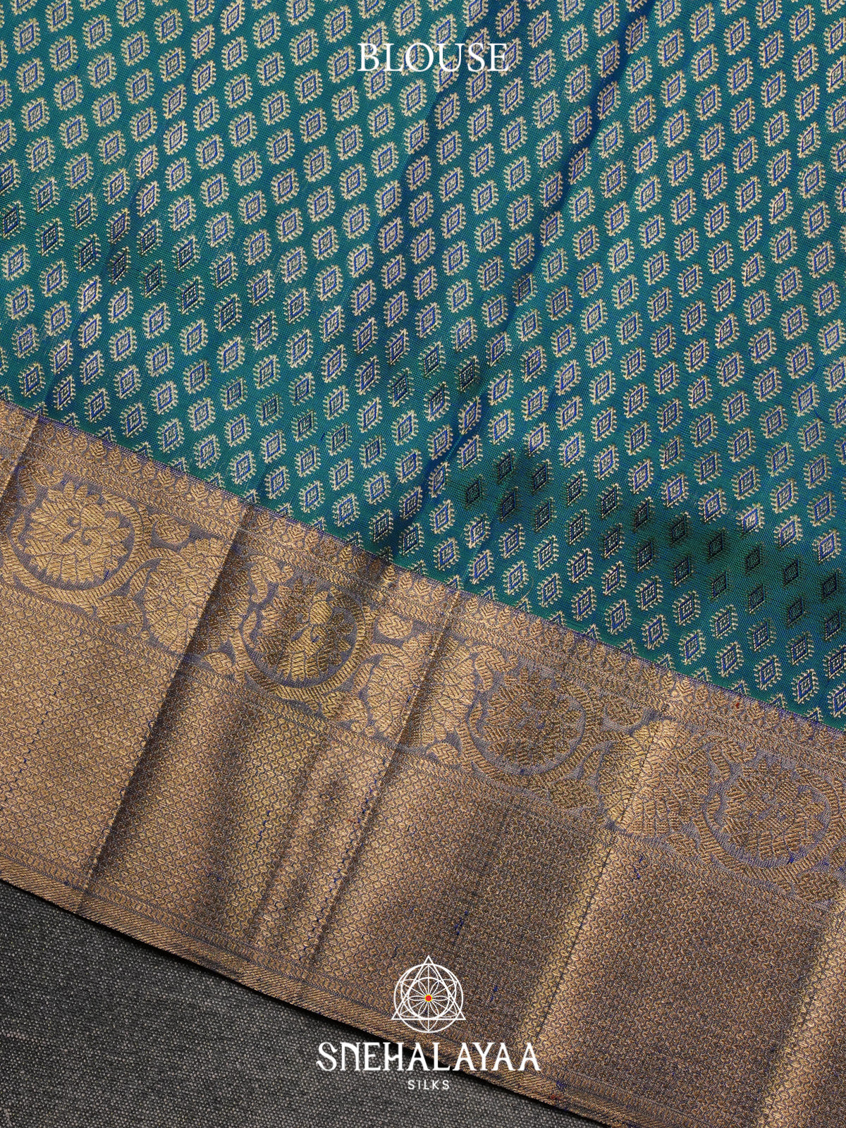 Teal Blue Kanjivaram Silk Saree