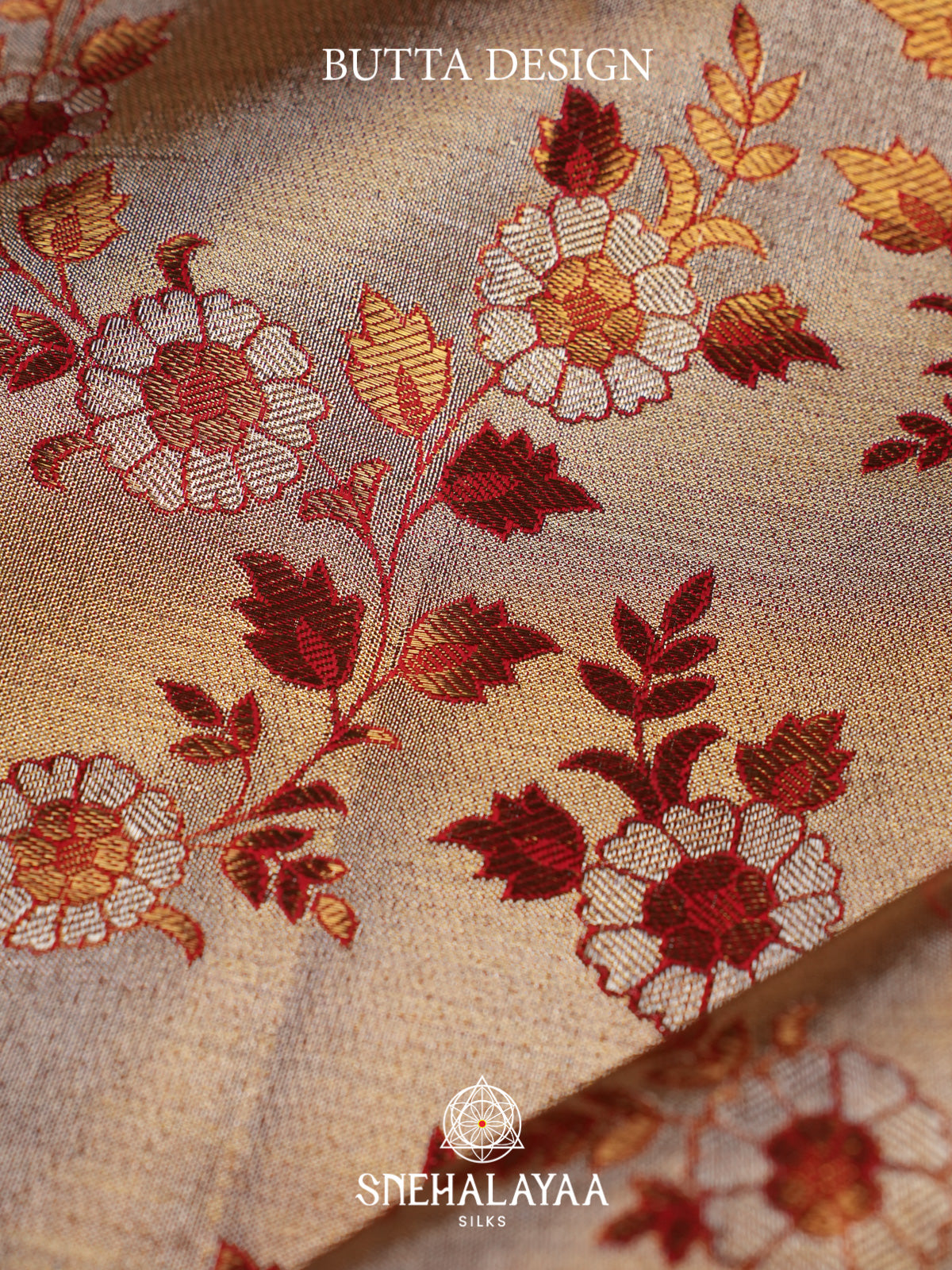 Beige Gold Kanjivaram Silk Saree