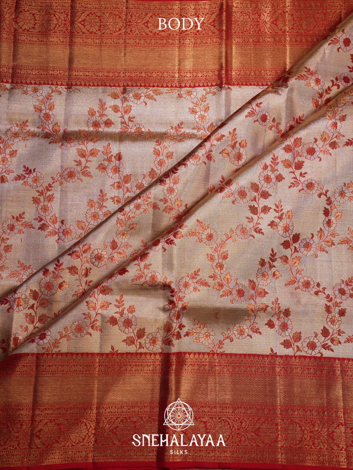 Beige Gold Kanjivaram Silk Saree
