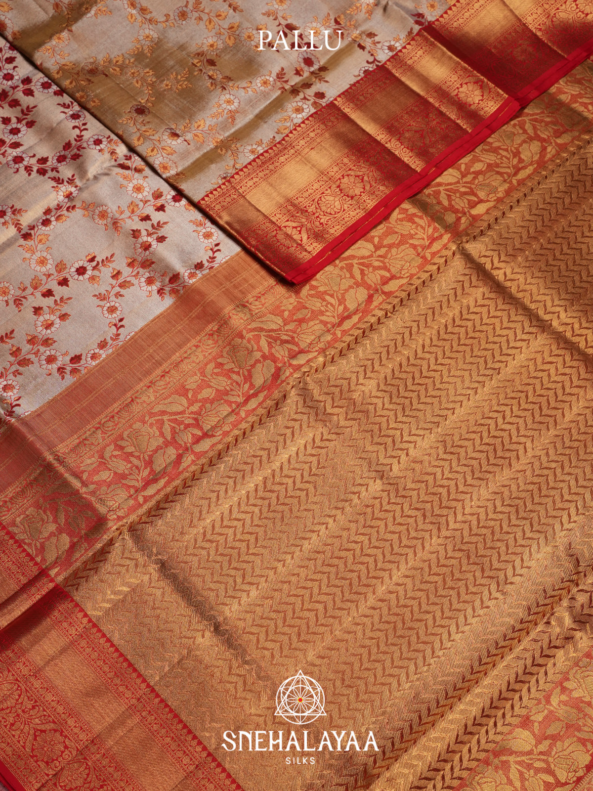 Beige Gold Kanjivaram Silk Saree