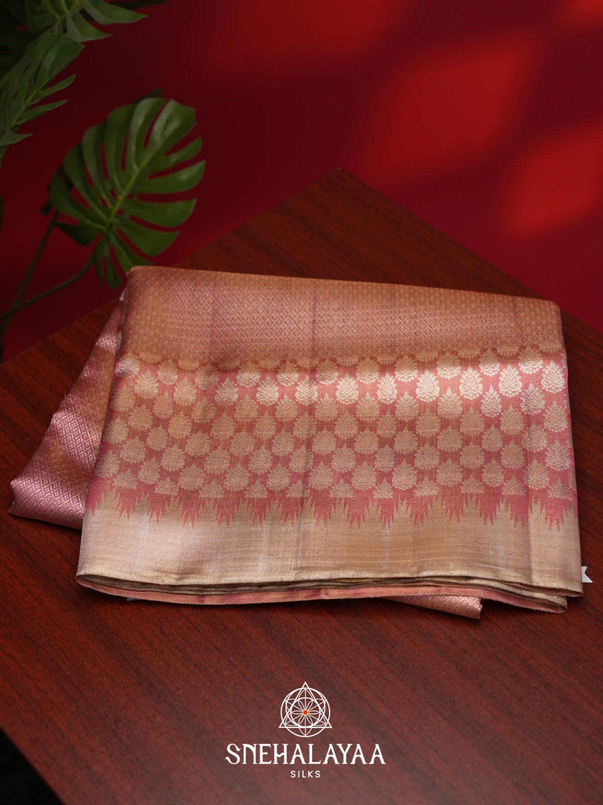 Rose Pink Kanjivaram Silk Saree