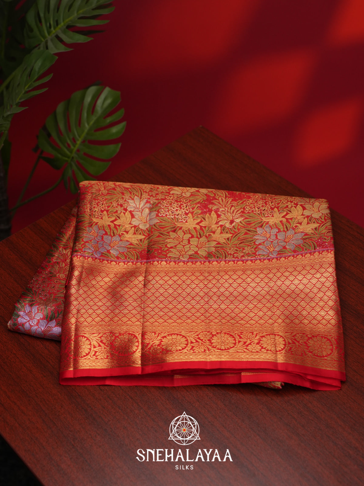 Ruby Red Kanjivaram Silk Saree