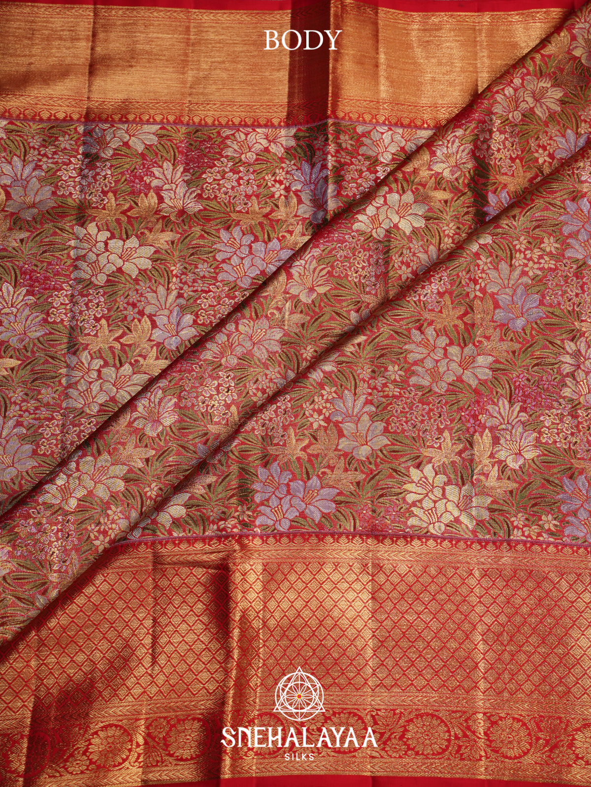 Ruby Red Kanjivaram Silk Saree