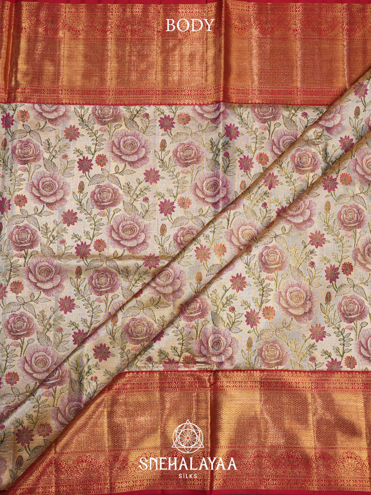 Beige Kanjivaram Silk Saree