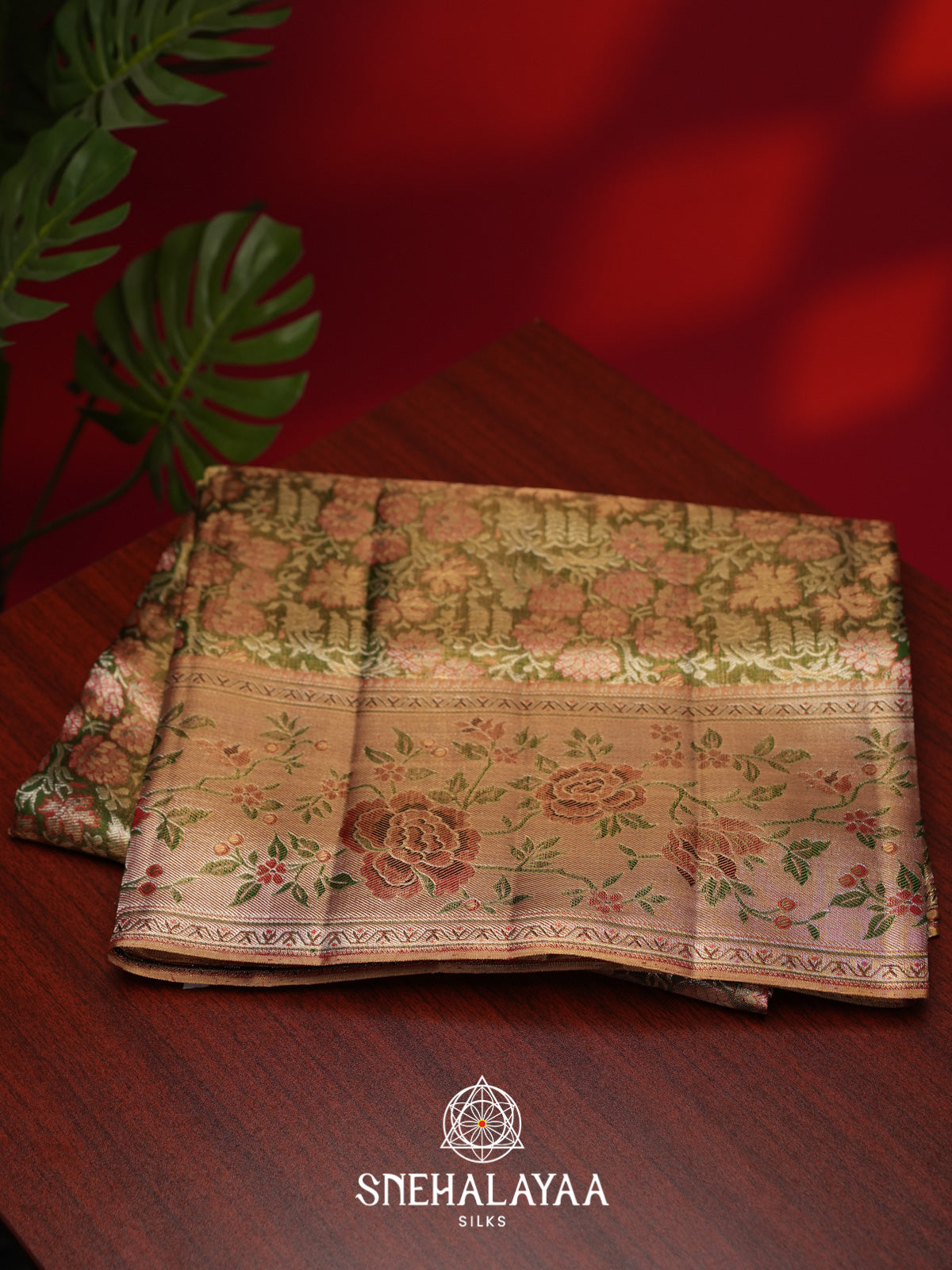 Olive Green Kanjivaram Silk Saree